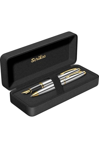 Scrikss WizDesign 88 DOLMAKALEM + TÜKENMEZKALEM SET GOLD KROM (ÖMÜR BOYU GARANTİLİ-LÜKS KUTULU-KİŞİYE ÖZEL) ürün görseli 1