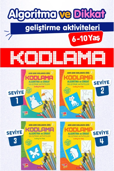 Dikkat Atölyesi Yayınları Adım Adım Kodlamaya Giriş 4 lü Kitap Seti ürün görseli 1
