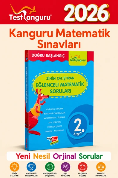 Dikkat Atölyesi Yayınları 2. Sınıf Zihin Çalıştıran Eğlenceli Kanguru Matematik Soruları ürün görseli 1