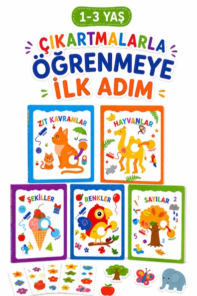 Dikkat Atölyesi Yayınları 1-3 Yaş Çıkartmalarla Eğlenceli Öğretici Etkinlikler Serisi 5'li Set ürün görseli 1