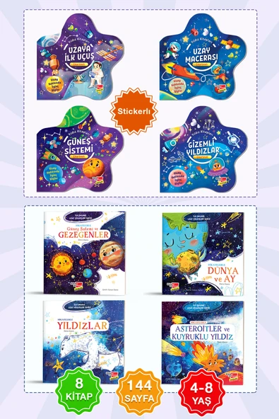 Dikkat Atölyesi Yayınları Hikayelerle Uzay Serisi 8 Kitap (4 Kitap Stickerlı + 4 Kitap Hikayeli) ürün görseli 1