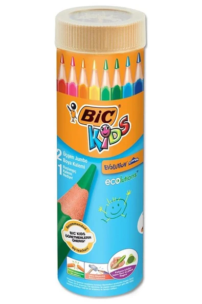 Bic Kids Evolution Triangle Üçgen Jumbo Boya Kalemi 12+1 Renk Metal Tüp ürün görseli 1