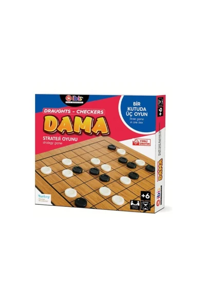 ibis oyuncak Ahşap Dama Strateji Oyunu 1 Kutu 3 Oyun (Dama, Çapraz Dama, Çin Daması) ürün görseli 1