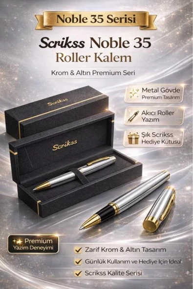 Scrikss Noble 35 Roller Kalem Krom Altın ürün görseli 1