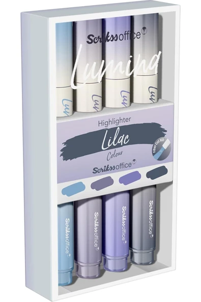 Scrikss Lumina Fosforlu Kalem 4lü Set Lilac,mor ve mavi tonları ürün görseli 1