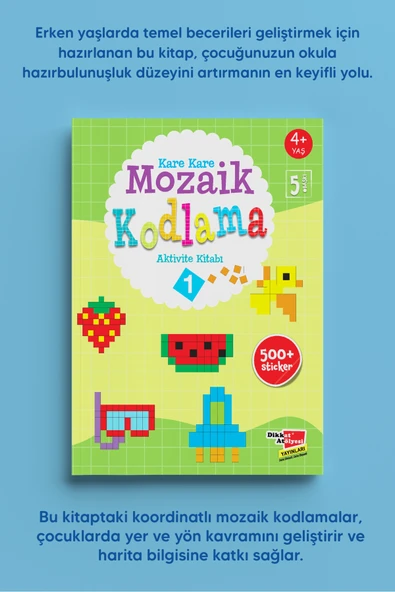 Dikkat Atölyesi Yayınları Okul Öncesi Ilkokul Mozaik Robotik Kodlama Etkinlik Kitabı ürün görseli 1