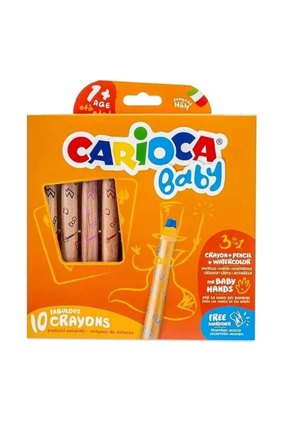 carioca Jumbo Bebek Ahşap Gövdeli Boya Kalemi 3 in 1 10'Lu 42818 ürün görseli 1