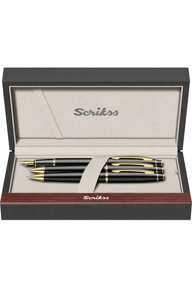 Scrikss WizDesign 35 DOLMA KALEM + TÜKENMEZ + VERSATİL SET MAT SİYAH ALTIN (GARANTİLİ-KUTULU-KİŞİYE ÖZEL) ürün görseli 1