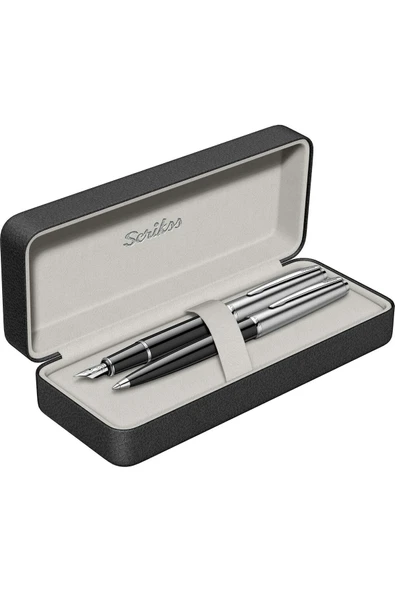 Scrikss WizDesign 78 DOLMAKALEM + TÜKENMEZKALEM İKİLİ SET SİYAH (ÖMÜR BOYU GARANTİLİ-LÜKS KUTULU-İSME ÖZEL) ürün görseli 1