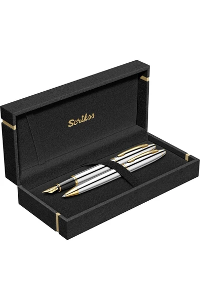 Scrikss WizDesign 35 DOLMAKALEM + TÜKENMEZKALEM SET GOLD KROM (ÖMÜR BOYU GARANTİLİ-LÜKS KUTULU-İSME ÖZEL) ürün görseli 1