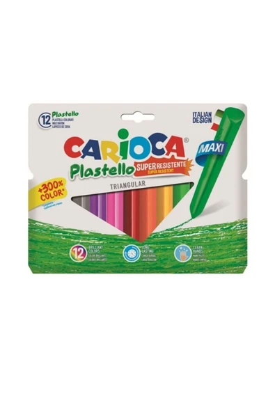 carioca CARİOCA PASTEL BOYA PLASTELLO JUMBO ÜÇGEN 12 RENK YIKANABİLİR ürün görseli 1