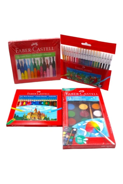 Faber Castell Kırtasiye Ofisi Anaokulu ve İlkokul 4 Parça Premium Boya Seti ürün görseli 1
