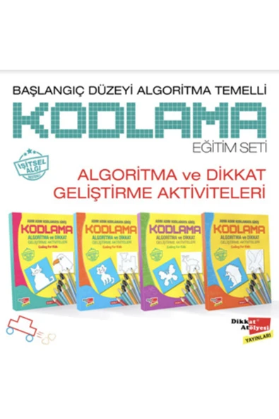 Dikkat Atölyesi Yayınları Başlangıç Düzeyi Algoritma Temelli Adım Adım Kodlama 4'lü Kitap ürün görseli 1