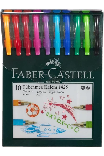 Faber Castell Faber-castell 1425 Iğne Uçlu 0.7mm Tükenmez Kalem Seti 10 Renk ürün görseli 1