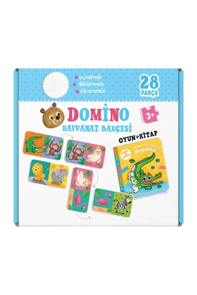 Dikkat Atölyesi Yayınları Hayvanat Bahçesi Domino 28 Parça (KART BOYAMA KİTABI) ürün görseli 1