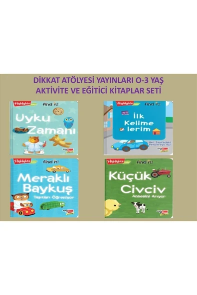 Dikkat Atölyesi Yayınları 0-3 Yaş Aktivite Ve Eğitici Kitaplar Seti 4 Kitap ürün görseli 1