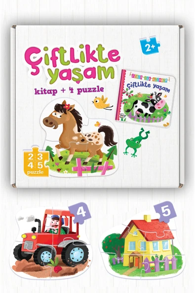 Dikkat Atölyesi Yayınları Çiftlikte Yaşam 2, 3, 4, 5 Parçalı Puzzle (Puzzle + Kalın Karton Kitap) ürün görseli 1