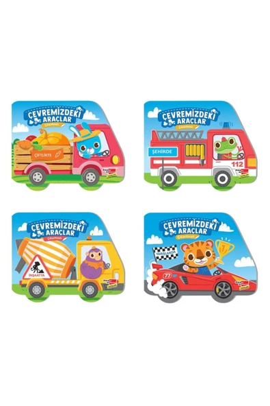 Dikkat Atölyesi Yayınları 3-6 Yaş Çıkartmalı Çevremizdeki Araçlar 4''lü Set (inşaatta, Yarışlarda, Şehirde, Çiftlikte) ürün görseli 1