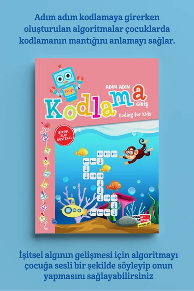 Dikkat Atölyesi Yayınları 4-6 Yaş Okul Öncesi Adım Adım Kodlamaya Giriş Pembe Büyük Boy ürün görseli 1