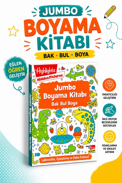 Dikkat Atölyesi Yayınları Jumbo Boyama Kitabı Bak Bul Boya ürün görseli 1