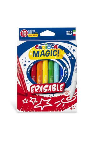 carioca Magic Erasable Silinebilen Sihirli Keçeli Boya Kalemi 9 Renk + 1 Düzeltici ürün görseli 1