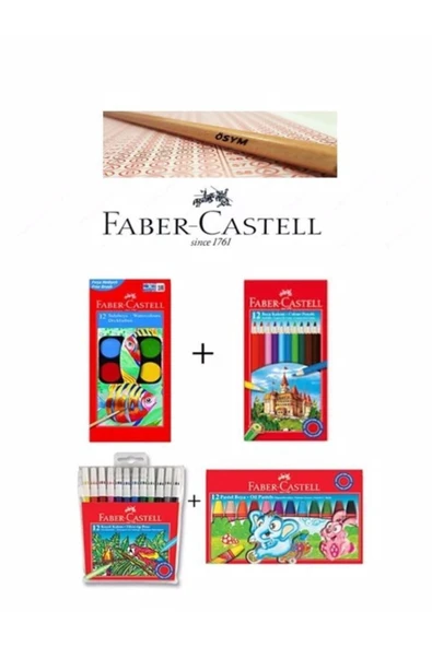 Faber Castell Öğrenci 4'lü Boyama Seti +  Ösym Kurşun Kalemi 4'lü ürün görseli 1