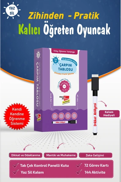 Dikkat Atölyesi Yayınları Kolay Öğrenme Yöntemiyle Çarpım Tablosu ürün görseli 1