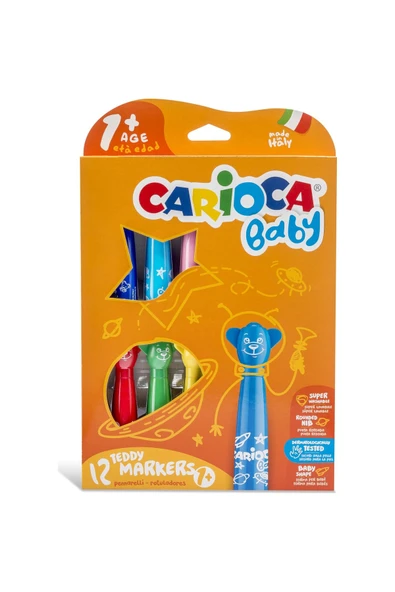 carioca TEDDY JUMBO BEBEK SÜPER YIKANABİLİR KEÇELİ BOYA KALEMİ 12Lİ +1 YAŞ ürün görseli 1