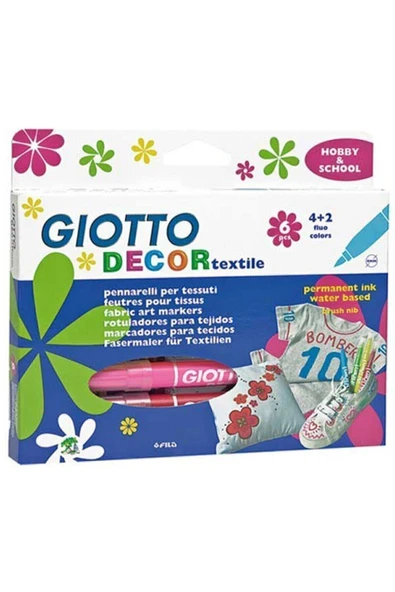 Giotto Gıotto Decor Tekstil Boya Kalemi 6 Renk 494800 ürün görseli 1