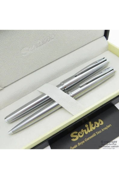 Scrikss 78m Krom Roller Kalem + Tükenmez Kalem Seti | Metropolis | Isme Özel Kalem | Hediye Kalem ürün görseli 1