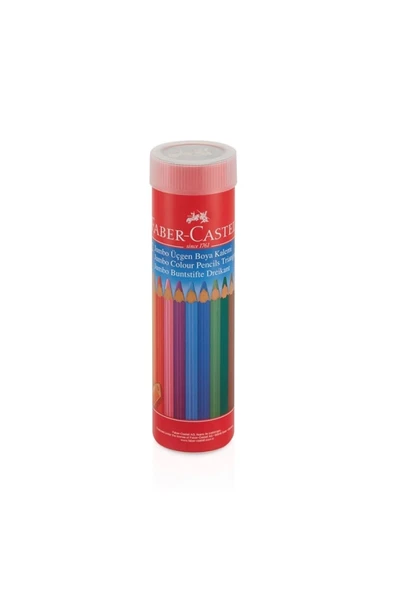 Faber Castell REDLINE METAL TÜP ÜÇGEN JUMBO TAM BOY KURU BOYA 12 RENK ürün görseli 1