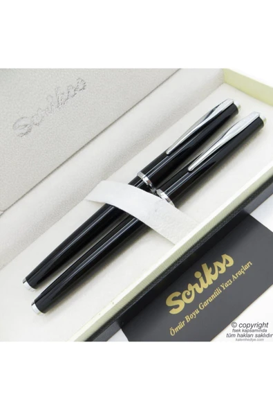 Scrikss 33 Siyah Dolma Kalem + Roller Kalem Seti | Vintage | Isme Özel Kalem | Hediye Kalem ürün görseli 1