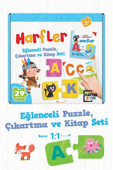 Dikkat Atölyesi Yayınları Harfler Puzzle 28 Parça (PUZZLE STİCKERLI HARFLER ETKİNLİK KİTABI) ürün görseli 1