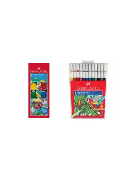 Faber Castell 12 Keçeli Kalem Ve 12 Li Sulu Boya ürün görseli 1
