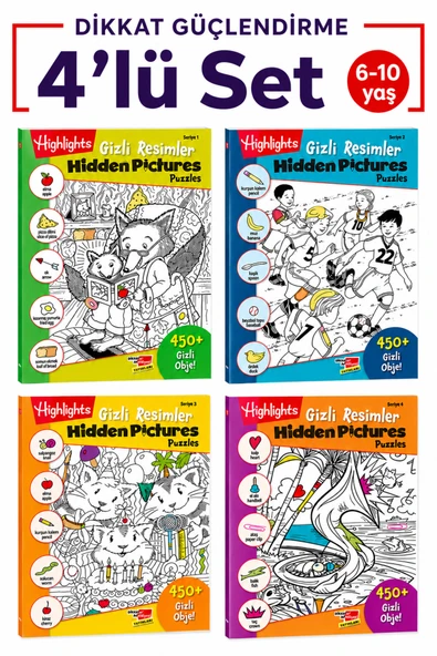 Dikkat Atölyesi Yayınları Hidden Pictures Gizli Resimler 4'lü Set Dikkat Güçlendirme Seti ürün görseli 1