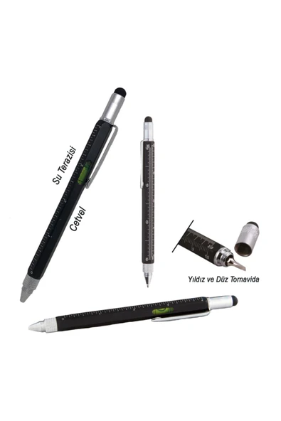 BANİMU Çok Amaçlı Metal Kalem Cetvelli, Terazili Mühendis, Müteahhit, Marangoz, Inşatçı, Tesisatçı Kalemi ürün görseli 1