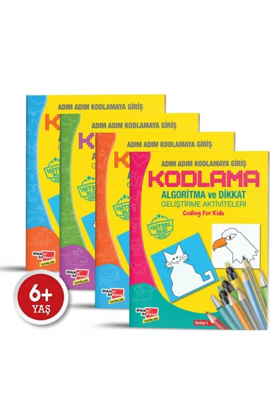 Dikkat Atölyesi Yayınları Algoritma Temelli Adım Adım Kodlama 4 Lü Set Robotik Kodlama Kitabı ürün görseli 1