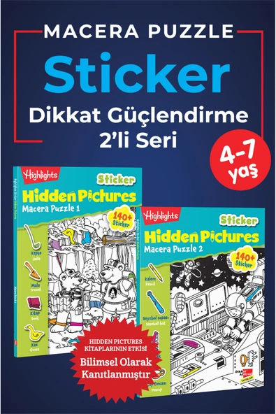Dikkat Atölyesi Yayınları Dikkat Güçlendirme Sticker Hidden Pictures - Macera Puzzle 2'li Seri ürün görseli 1