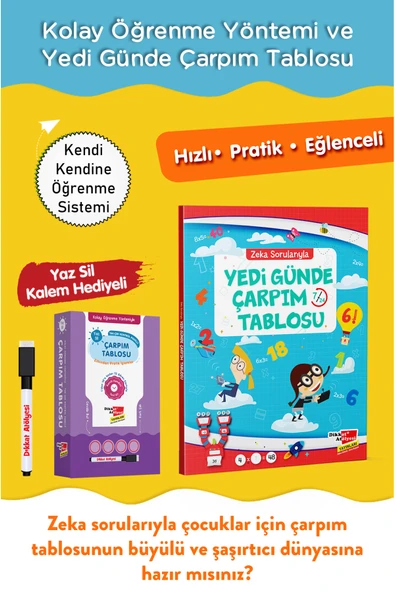 Dikkat Atölyesi Yayınları Kolay Öğrenme Yöntemiyle Çarpım Tablosu 2 Li Set ürün görseli 1