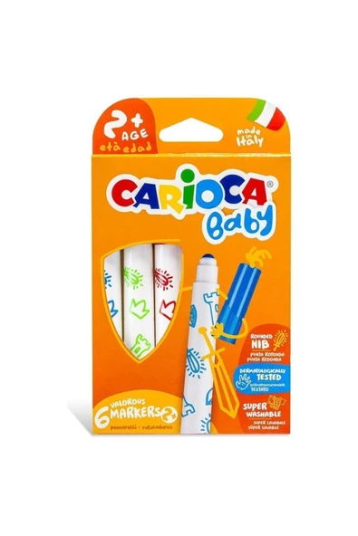 carioca Bebek Ve Çocuklar Için Jumbo Keçeli Boya Kalemi 6'lı 6 Adet Yıkanabilir Silinebilir ürün görseli 1