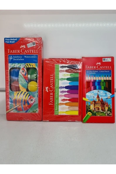 Faber Castell Boyama Seti 3lü Pastel Kuru Boya Sulu Boya ürün görseli 1