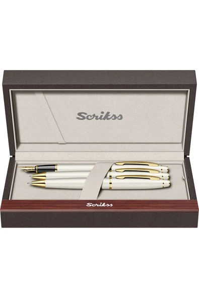 Scrikss WizDesign 35 DOLMA KALEM + TÜKENMEZKALEM + VERSATİL SET BEYAZ ALTIN (GARANTİLİ-KUTULU-KİŞİYE ÖZEL) ürün görseli 1