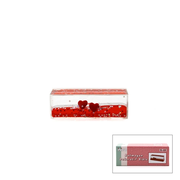 KIRMIZI SU KALP - YILDIZ D.DÖRTGEN MİKA ŞİŞE YÜZEN BATMAYAN DEKORATİF BİBLO AKVARYUM 4.5X13CM (5433) ürün görseli 1