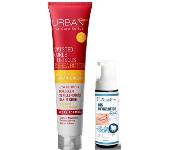 Urban Care Twisted Curls Hibiscus & Shea Butter Durulanmayan Bakım Kremi - Diş Beyazlatıcı Köpük Hediye ürün görseli 1
