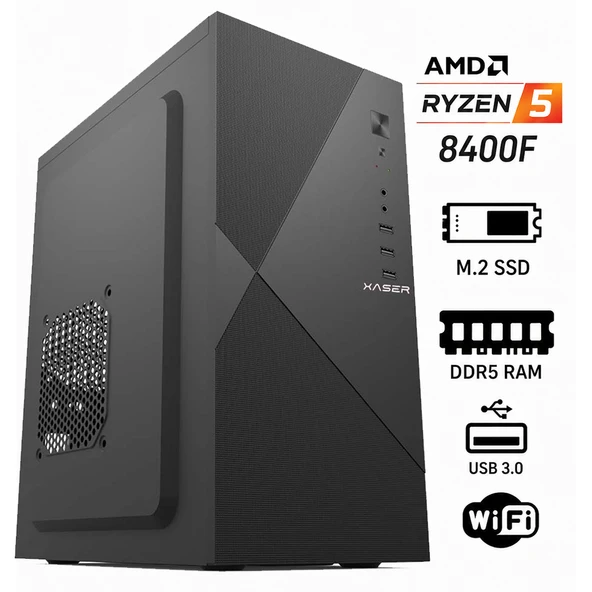 Xaser OfficeX110 Ryzen 5 8400F 16GB DDR5 Ram 512GB M.2 SSD GT610 Ekran Kartı Ofis Bilgisayarı ürün görseli 1