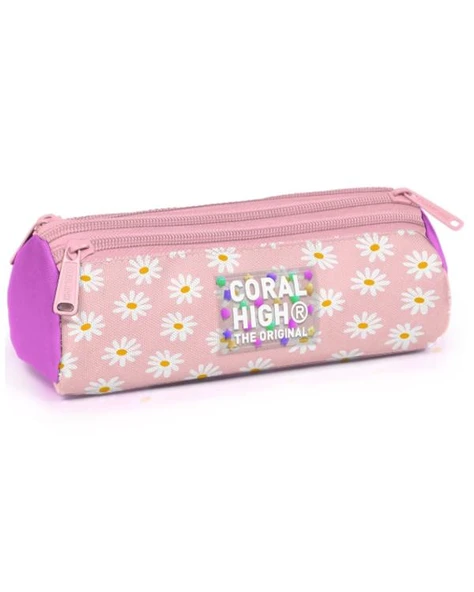 Coral High Papatya Desenli Üç Bölmeli Kalem Çantası 31024 ürün görseli 1