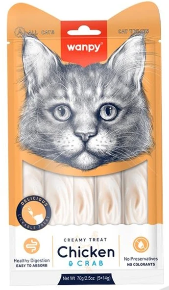 Wanpy Tavuk-Yengeç Krema Kedi Ödül Maması 5x14 Gr ürün görseli 1