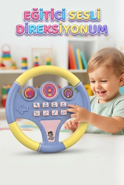 Eğitici ve Müzikli Pilli Trafik Eğitim Direksiyonu - Sesli ve Işıklı 8 Tuşlu Oyuncak ürün görseli 1