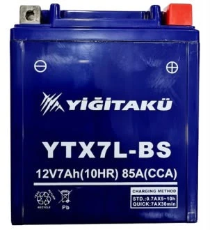 YTC7L-BS. 12V 7 AH 85 (CCA ) YİĞİT AKÜ MOTOSİKLET AKÜ ürün görseli 1