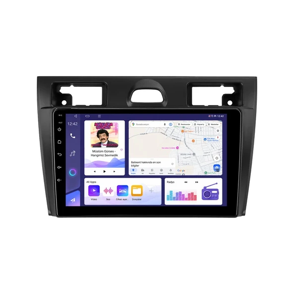 Ford Fiesta 2006-2009 Android Multimedya 9 inç 4-32 GB CarPlay Navigasyon Ekran ürün görseli 1